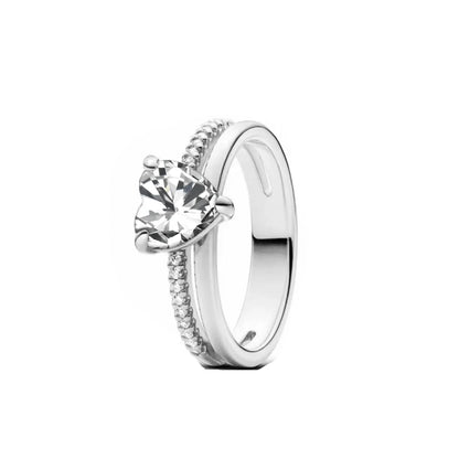 925 Silver Women Jewerly Accessories Ring Size 6 7 8 9 Pink Heart CZ Stone Red Black Rings DIY Birthday Gift Party