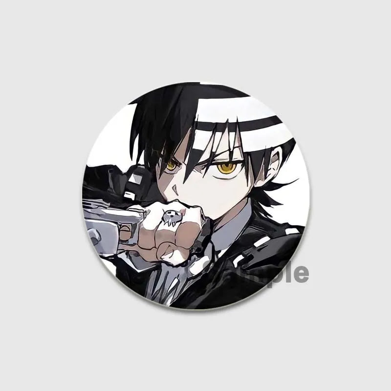 58MM Anime Soul Eater Pins Tinplate Brooch Figure Badge Handmade Brooches for Backpack Clothes Decoration Fashion Jewelry Gifts