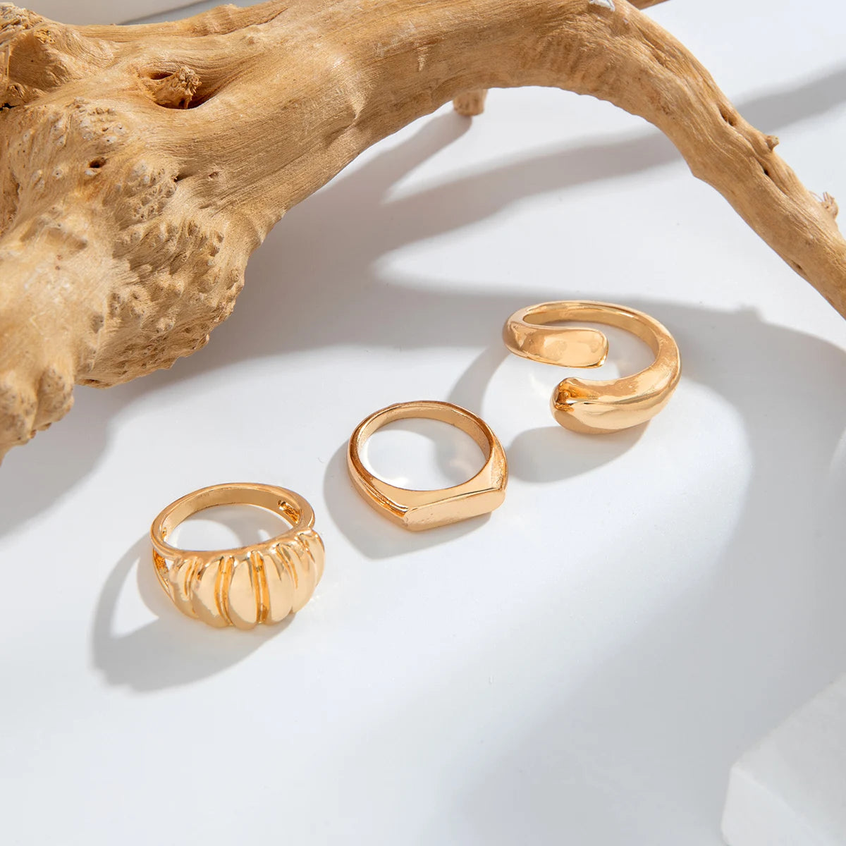 Tocona Fashion Gold Color Chain Pattern Ring Sets for Women Classic Lrregular  Rings Jewelry Party 5pc/set кольца  26471