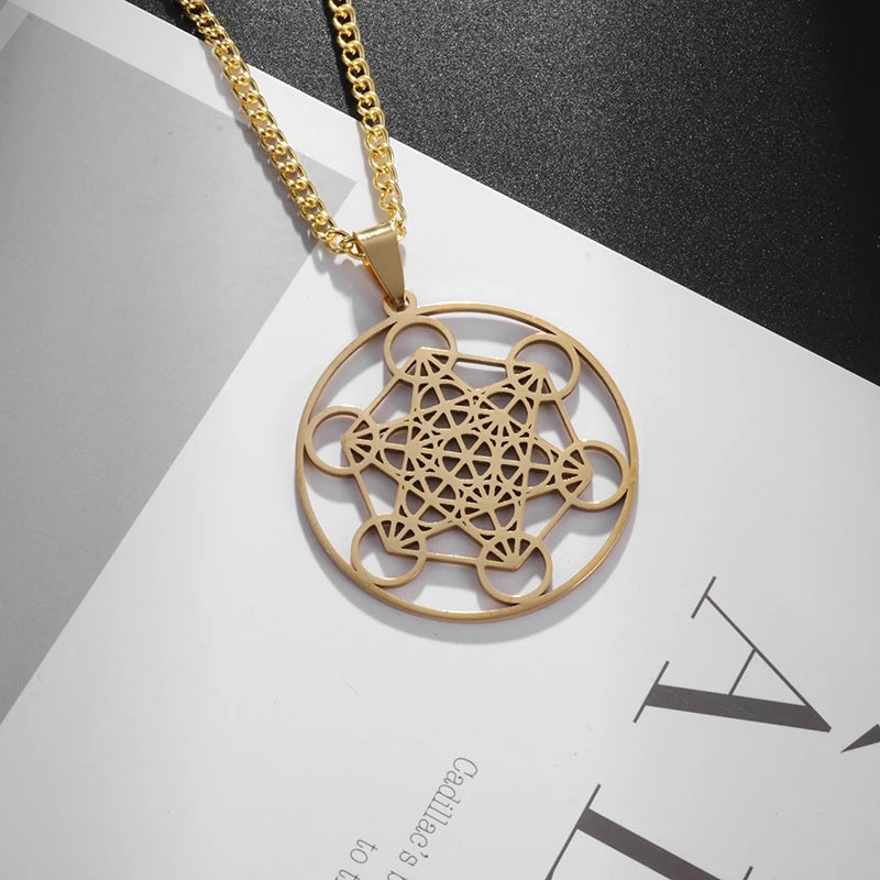 Stainless Steel 7 Archangel Seal Necklace Men's Solomon Kabbalah Seal Pendant Supernatural Protection Amulet Magical Jewelry
