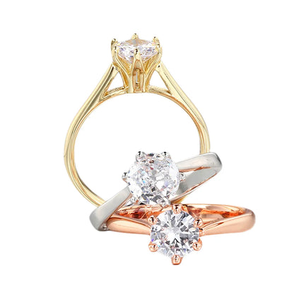 Classic Wedding Rings For Women Forever Simple Six Claws Zirconia Fashion Solitaire Engagement Marriage Gift Ring Jewelry KCR033