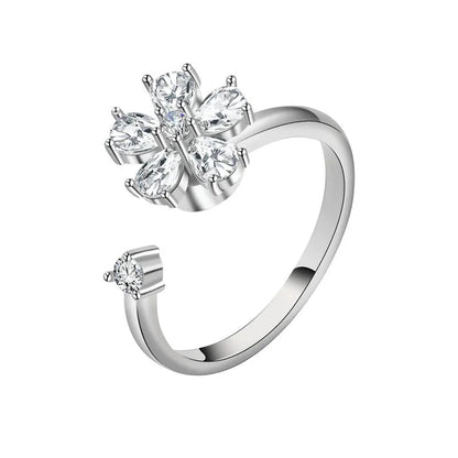 Fashion Fidget Spinner Ring Anxiety for Girls CZ Rose Flower Rotating Rings Demon Eyes Finger Ring Anti Stress Wedding Jewelry