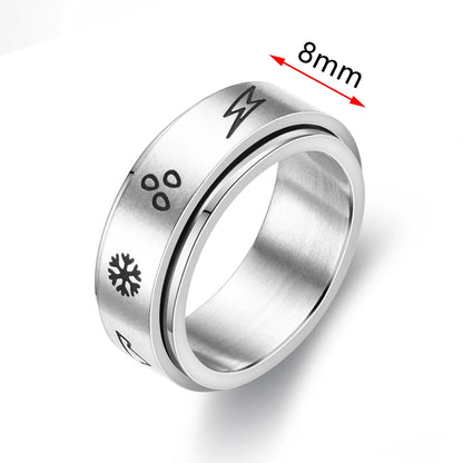 Fidget Spinner Anxiety Rings For Women Men Spinning Rotate Antistress Printing Stainless Steel Ring Accessories Trendy Jewelry