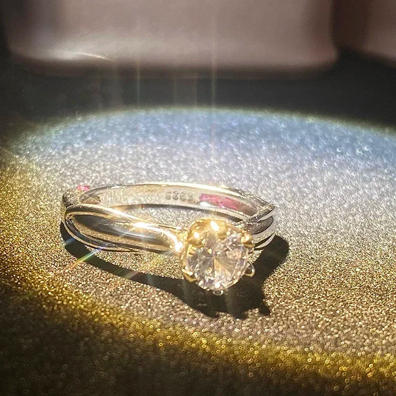 Pure 925 Sliver Ring for Women Natural Moissanit Rings with Gemstones Beautiful Jewelry Couples Wedding Accessories New Trend