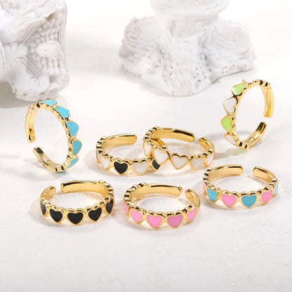 Sweet Heart Zirconia Rings for Women Stainless Steel Gold-Plated Layered Design Everyday Wear Valentine's Day Party Jewelry Gift