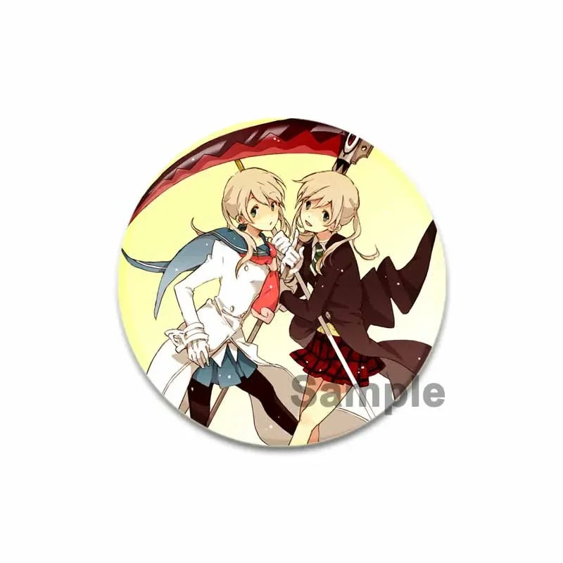 32/44/58MM Anime Soul Eater Pins Thompson Patricia Evans Soul Eater Albarn Maka Figure Icon Brooches Badge for Backpack Clothes