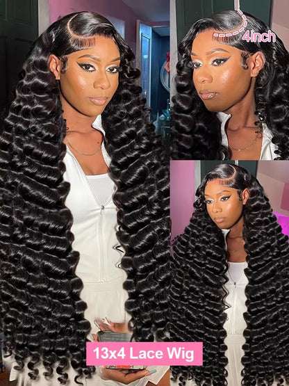 Loose Deep Wave Curly HD Lace Frontal Wig – 13x4 & 13x6, 250% Density 30–40 Inch