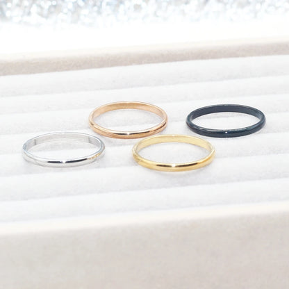 Minimalist Women Men Width 2MM Slim Rings Stainless Steel IP Plating No Easy Fade Good Quality Cheap Jewelry Gift