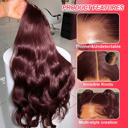 Reddish Brown Body Wave 13x6 HD Lace Frontal Wig – 250% Density, 28–40 Inch 13x4