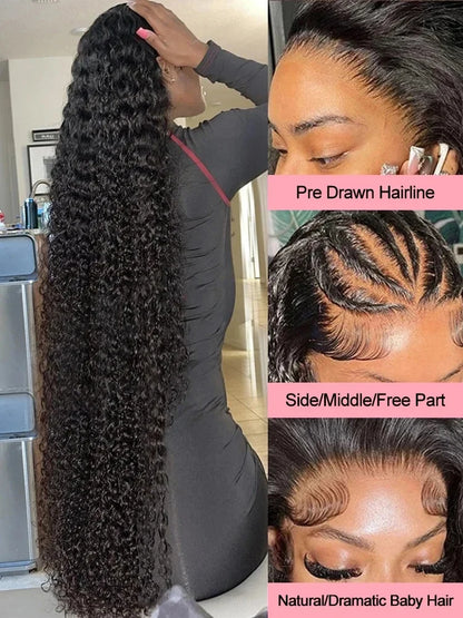 Water Wave Deep Wave HD Lace Frontal Wig – 13x4 & 13x6 Curly, 200% Density 40 Inch