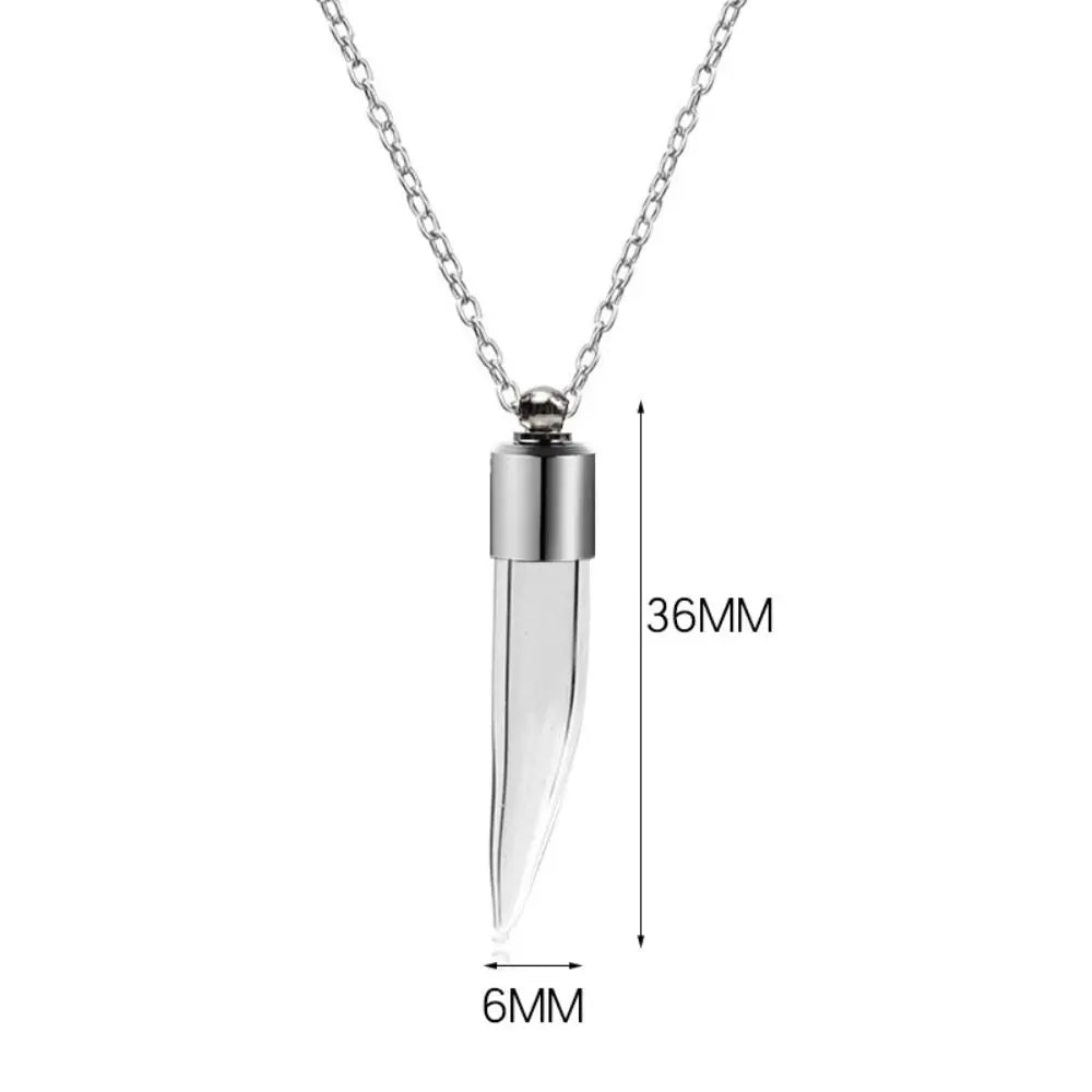 Portable Ashes Holder Glass Bottle Necklace with Chain Fillable Wishing Bottle Keepsake DIY Perfume Vial Pendant
