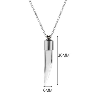 Portable Ashes Holder Glass Bottle Necklace with Chain Fillable Wishing Bottle Keepsake DIY Perfume Vial Pendant