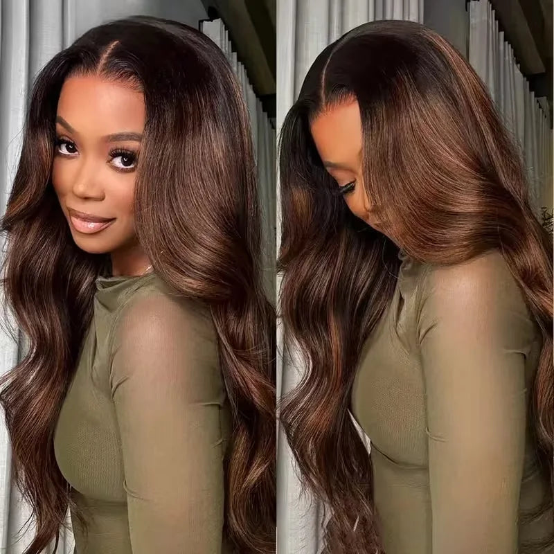 Chocolate Brown Body Wave HD Lace Front Wig – 13x4 & 13x6, 200% Density Pre-Plucked