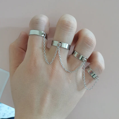 Boho Gold Color Cross Wide Rings Set For Women Girls Simple Chain Finger Tail Rings 2022 NEW Bijoux Jewelry Gifts Ring Female