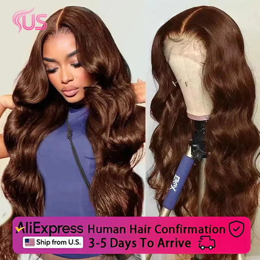 Long Chocolate Brown Body Wave HD Lace Wig – 38–40 Inch 13x6, 4x4 & 5x5 Dark Brown Lace
