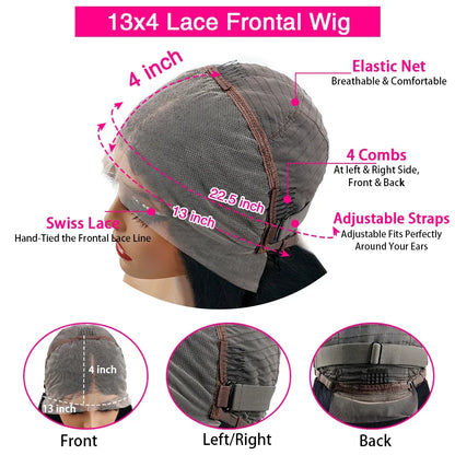 99J Burgundy Straight Bob Wig – Pre-Plucked 13x4 Transparent Lace, 200% Density