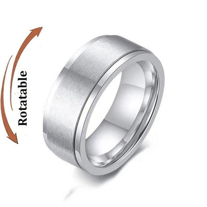 Anti Stress Anxiety Fidget Spinner Couple Rings Rotate Freely Jewelry for Men Women Stainless Steel Knuckle Ring Wedding Bague