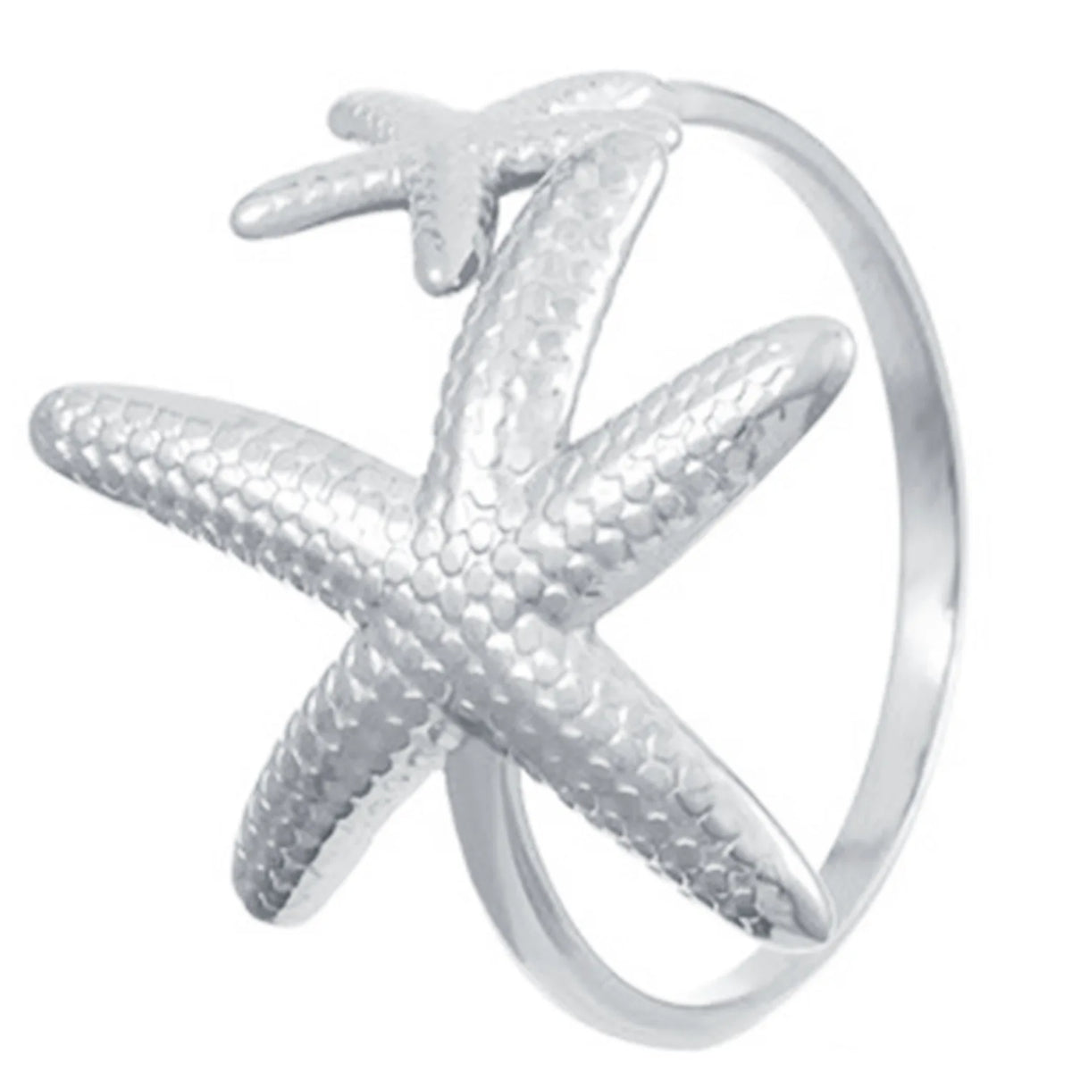 MHS.SUN Ocean Style Stainless Steel Starfish Shell Rings For Women Men Vintage Gold Plated Open Ring Summer Beach Jewelry