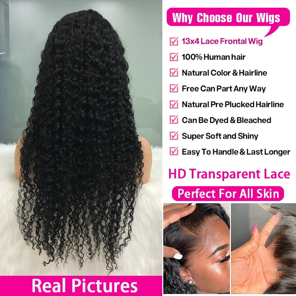 Curly Deep Wave 13x4, 13x6 & 360 HD Transparent Lace Front Wig – 200% Real Density