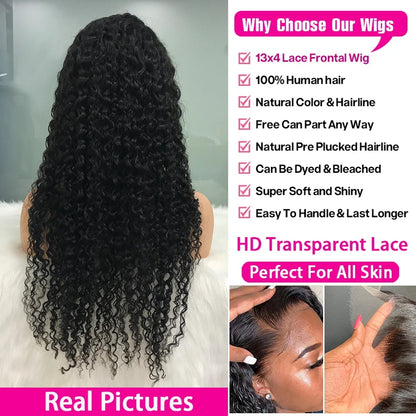 Curly Deep Wave 13x4, 13x6 & 360 HD Transparent Lace Front Wig – 200% Real Density
