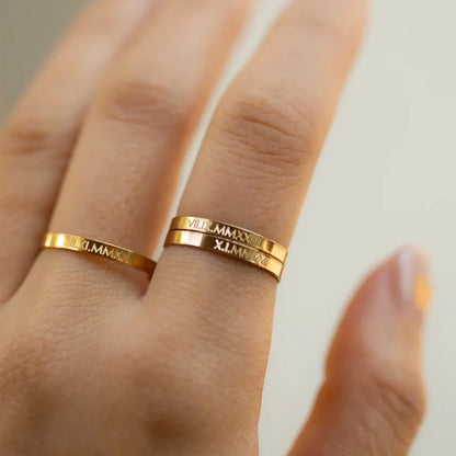 COOLTIME Personalized Custom Ring For Women Stainless Steel Gold Color Engrave Name Rings Anniversary Jewelry Gift Couple Mom