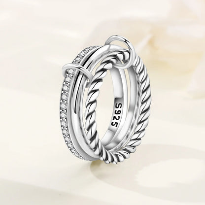 925 Sterling Silver Three-Ring Stackable Ring for Women Simple Fashion Design Fine Jewelry Perfect for Birthday Party Gift 2026
