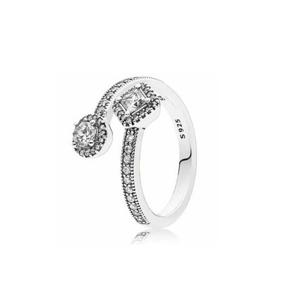 925 Silver Women Jewerly Accessories Ring Size 6 7 8 9 Pink Heart CZ Stone Red Black Rings DIY Birthday Gift Party