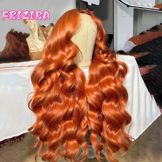 Ginger Orange #350 Body Wave 13x6 HD Lace Front Wig – 250% Density Pre-Plucked