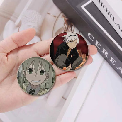 58MM Anime Soul Eater Pins Tinplate Brooch Figure Badge Handmade Brooches for Backpack Clothes Decoration Fashion Jewelry Gifts