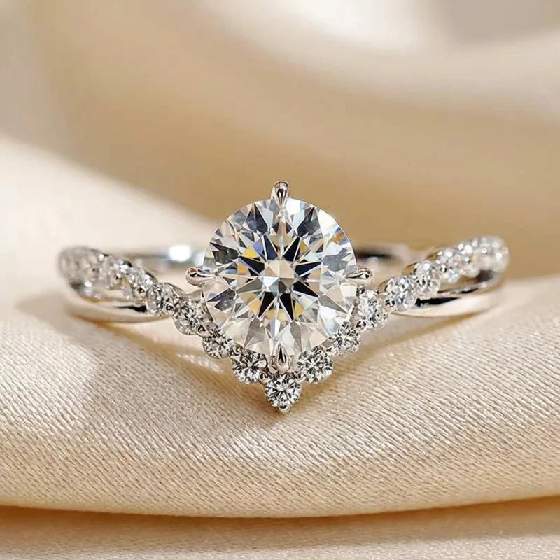 925 Sterling Silve Shining Zircon Four clawed V-shaped Rings for Exquisite Women Party Engagement High Quality Hot Sale Jewelry