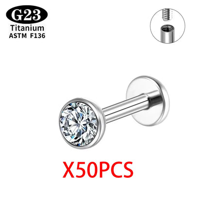 ASTM F136 Grade G23Titanium Wholesale Piercing Set lip Nose Stud Earring Eyebrow 16G Internally Threaded Septum Helix Cartilage
