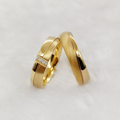 2pcs 18k Gold Plated Wedding Rings Set for Couples Europe Stardand Surgical Stainless Steel Fashion Jewelry Lovers Alliance