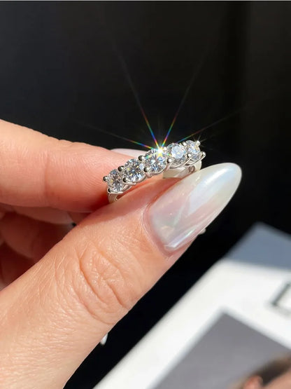 GRA Fashion Real 0.3CT*5 Moissanite Rings for Women Gift 925 Sterling Silver Brilliant Diamond Wedding Luxury Fine Jewelry