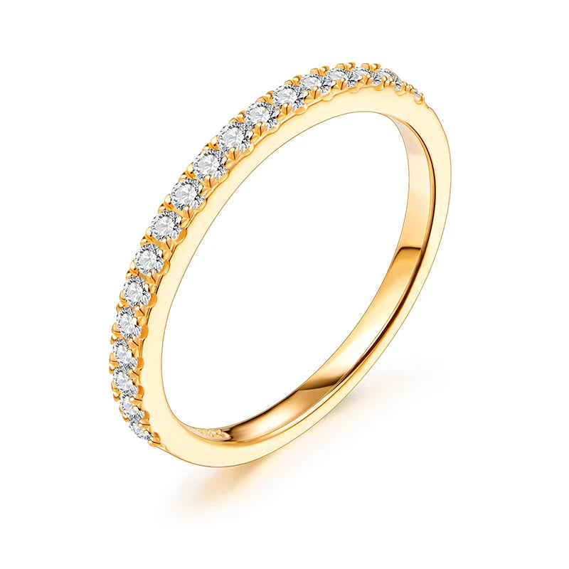 MINTYBOX Brilliant 1.5mm Moissanite Rings 925 Sterling Silver Half Eternity Ring for Women Stacking Engagement Band Fine Jewelry