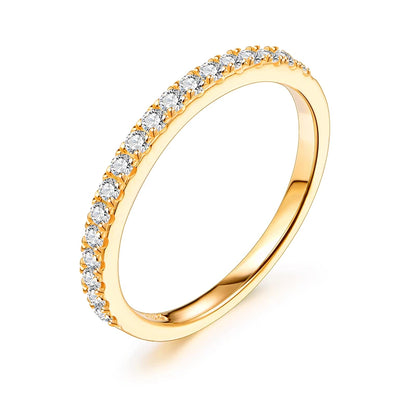 MINTYBOX Brilliant 1.5mm Moissanite Rings 925 Sterling Silver Half Eternity Ring for Women Stacking Engagement Band Fine Jewelry