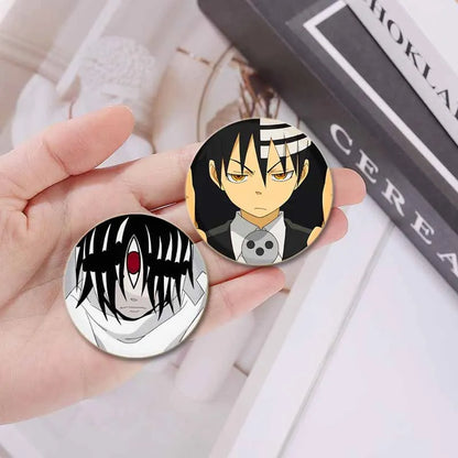 58/44/32mm Anime Soul Eater Round Pins Cartoon Badges Cosplay Handmade Tinplate Brooch for Backpack Clothes Chest Ornament Gifts