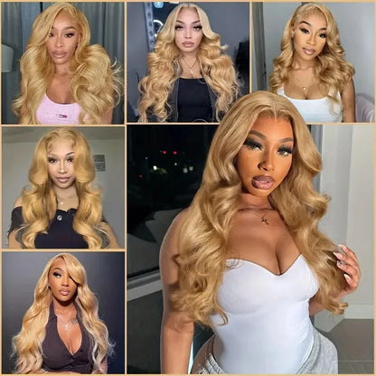 Honey Blonde #27 Body Wave 13x6 HD Lace Frontal Wig – 250% Density Pre-Plucked