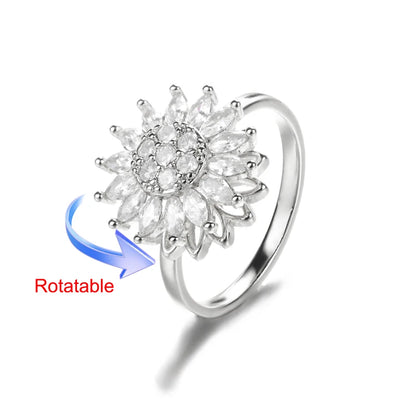 Rotating Four Clover Wedding Rings for Women Stainless Steel Anti-Stress Anxiety Ring Adjustable Aesthetic Jewelry anillos mujer
