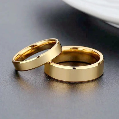 Smooth Stainless Steel Couple Rings Gold Simple 4MM 6MM Women Men Lovers Wedding Jewelry Engagement Halloween Christmas Gifts