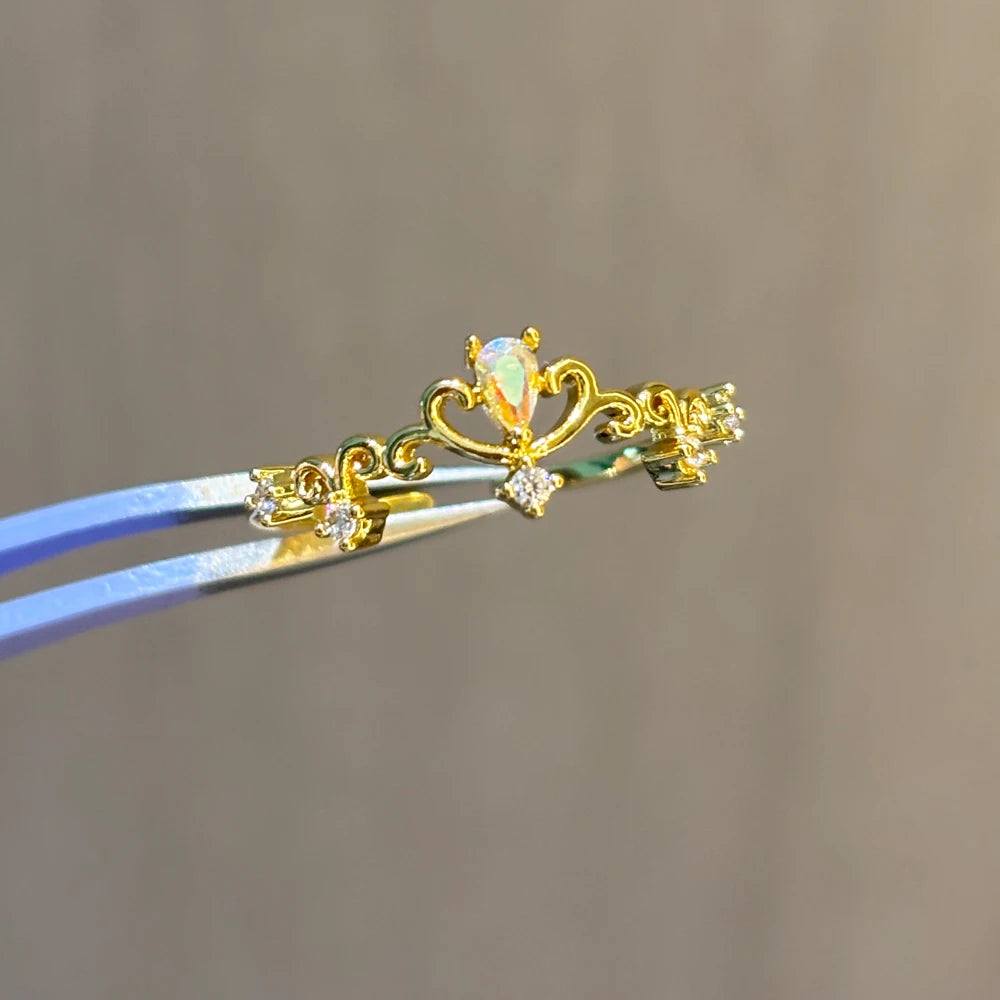 100 styles 14K Gold Plated Color Zircon Flower Crown Bow Open Ring Women Adjustable Stackable Finger Rings Wedding Jewelry Gift