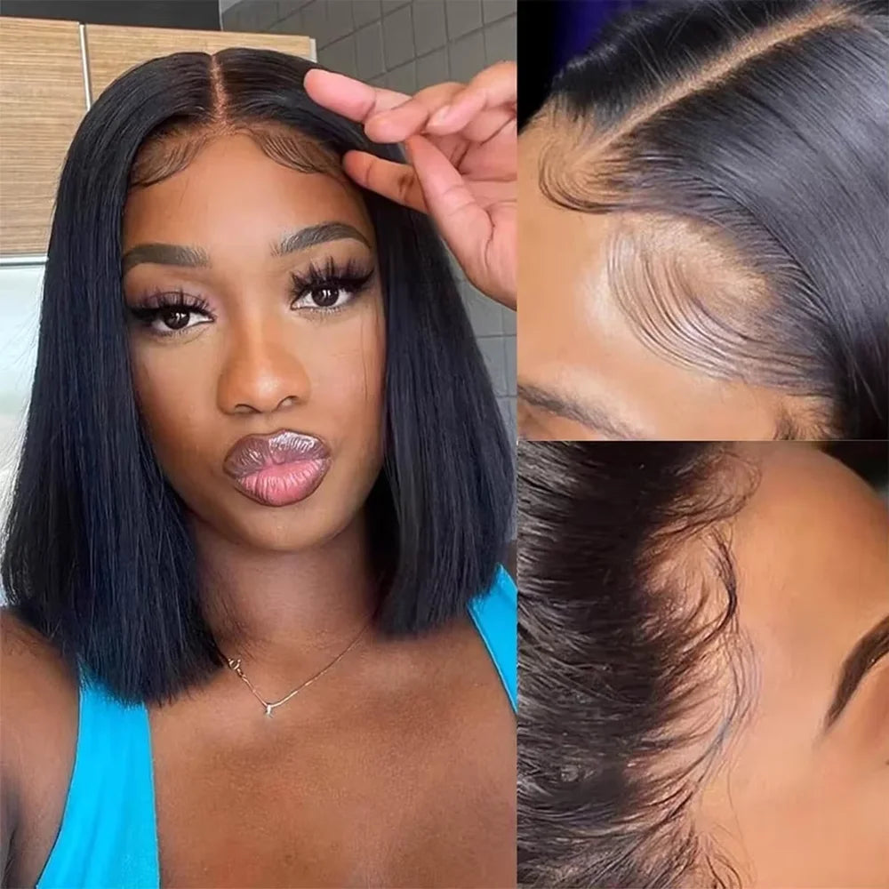 Straight Bob Wig for Black Women – 13x4 HD Lace Frontal, 220% Density