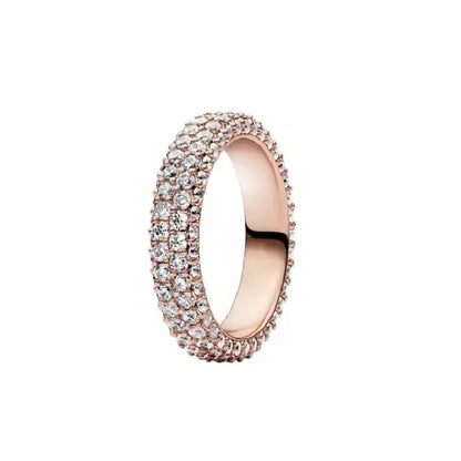 Rose Gold Clor Flower Heart Pink Ring New Hot Selling  Rings Suitable For  Matching DIY Birthday Gift 925 Silver