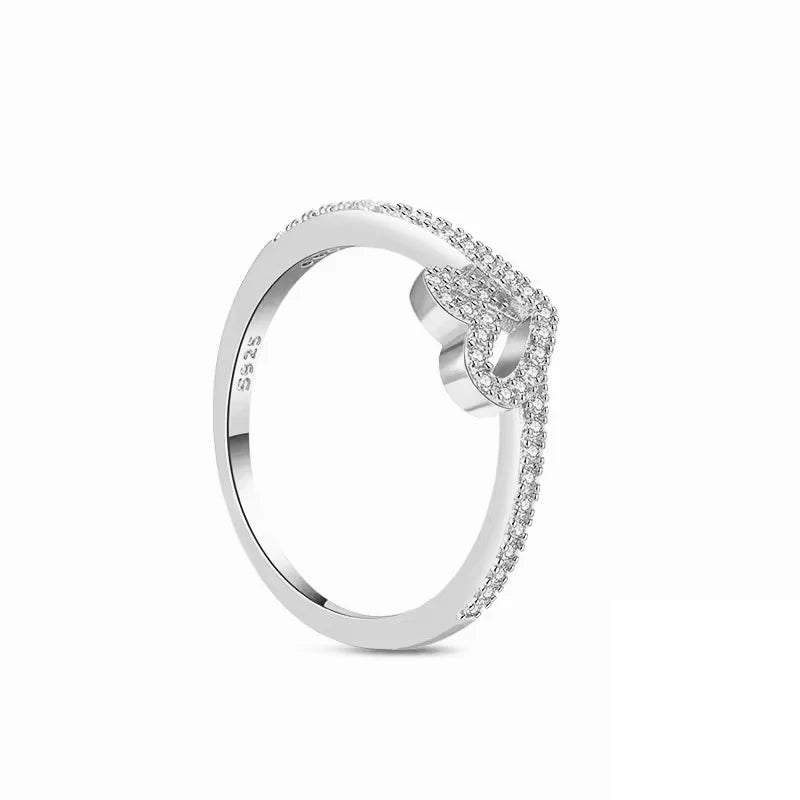 925 Sterling Silver  Crown Heart Flower Zircon Rings For Women Love Promise Engagement Band Fashion Ring Set