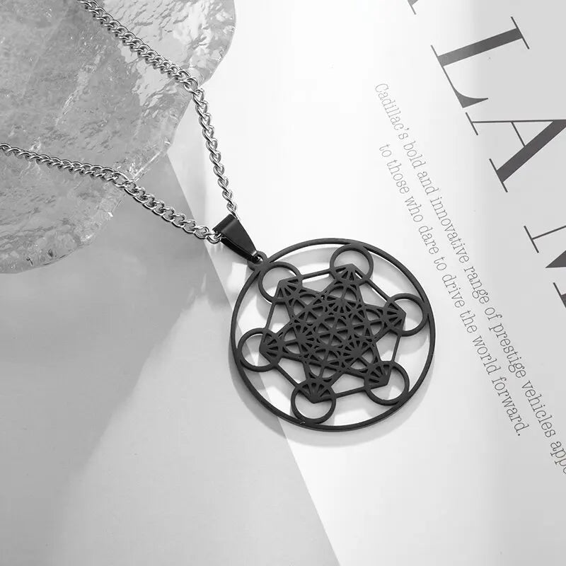 Stainless Steel 7 Archangel Seal Necklace Men's Solomon Kabbalah Seal Pendant Supernatural Protection Amulet Magical Jewelry