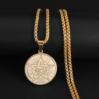 Stainless Steel 7 Archangel Seal Necklace Men's Solomon Kabbalah Seal Pendant Supernatural Protection Amulet Magical Jewelry