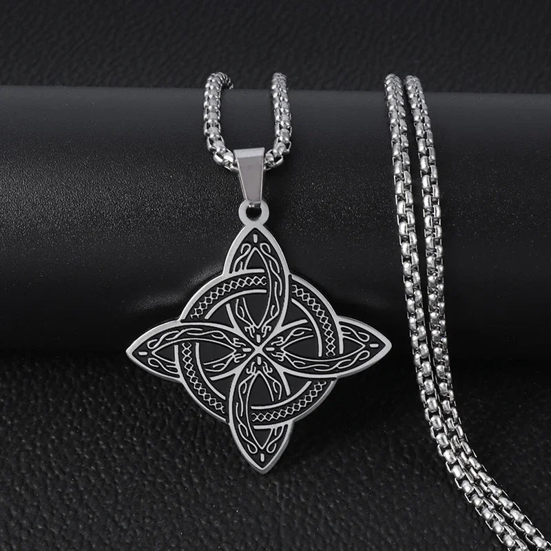 Stainless Steel Trinity Celtic Knot Nordic Rune Pendant Necklace Retro Ethnic Style Irish Knot Lucky Amulet Jewelry for Men