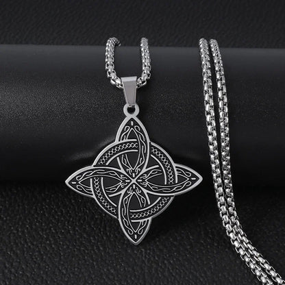 Stainless Steel Trinity Celtic Knot Nordic Rune Pendant Necklace Retro Ethnic Style Irish Knot Lucky Amulet Jewelry for Men