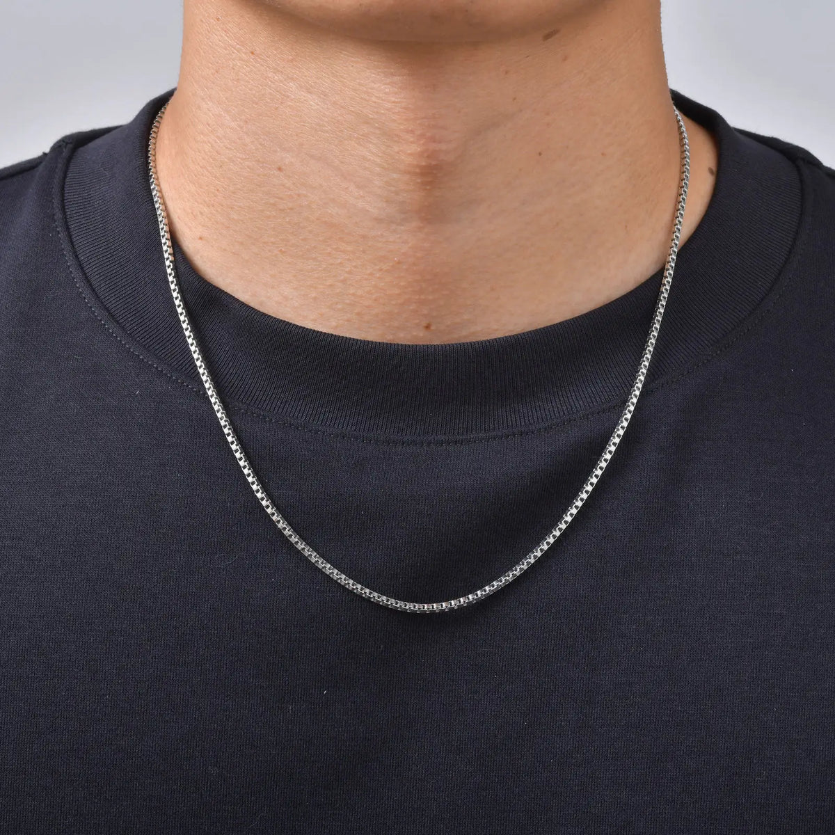 Punk Silver Color Chain Necklace for Men Women,Hip Hop Stainless Steel Braided Link Chokers,Classic Metal Jewelry Gift