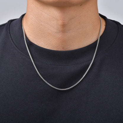 Punk Silver Color Chain Necklace for Men Women,Hip Hop Stainless Steel Braided Link Chokers,Classic Metal Jewelry Gift