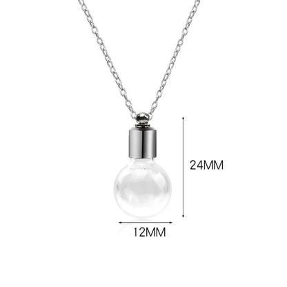 Portable Ashes Holder Glass Bottle Necklace with Chain Fillable Wishing Bottle Keepsake DIY Perfume Vial Pendant